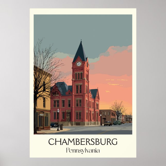 Chambersburg PA Vintage Historic Building Art Poster (Front)