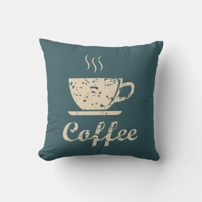 Chambray Blue Coffee Decorative Pillow (Front)