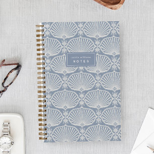 Chambray Blue Deco Fans Personalised Notebook