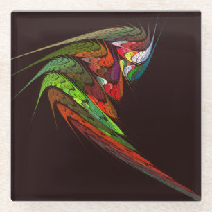 Chameleon Abstract Art Glass Coaster