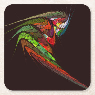 Chameleon Abstract Art Square Paper Coaster
