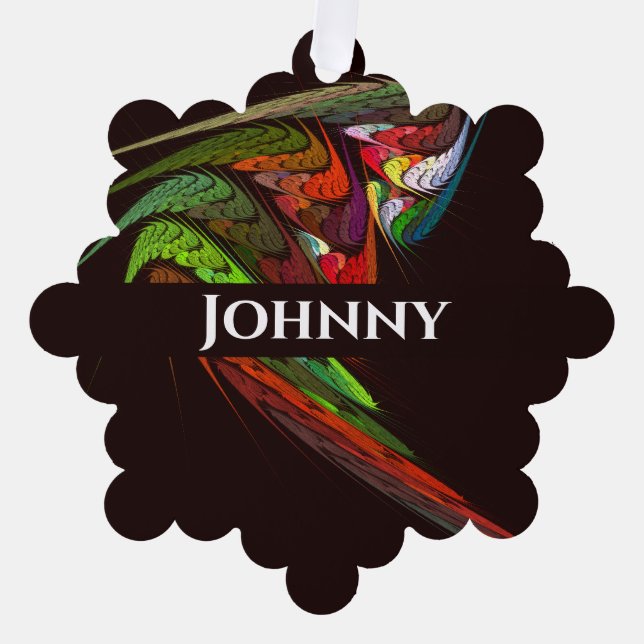 Chameleon Abstract Art Tree Decoration Card (Front)