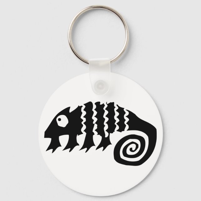 Chameleon, African drawing Key Ring (Front)