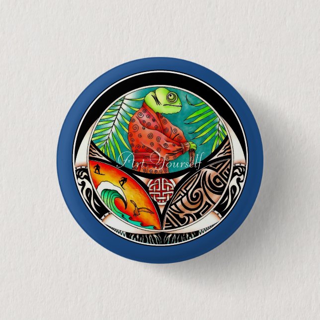 Chameleon Art Drawing 3 Cm Round Badge (Front)
