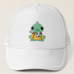 Chameleon as Goalkeeper with Soccer ball Trucker Hat