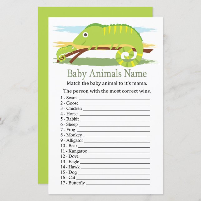 Chameleon Baby Animals Name Game (Front/Back)