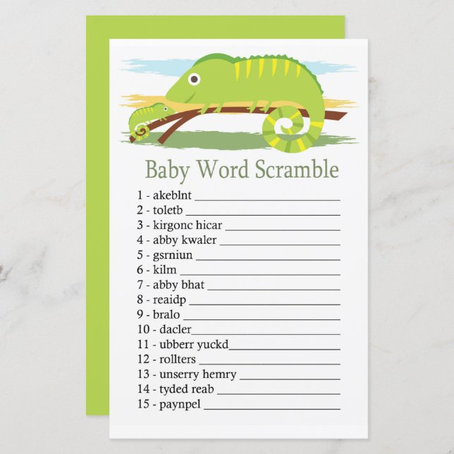 Chameleon Baby word scramble game (Front/Back)