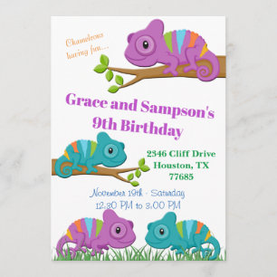 Chameleon Birthday Invitation