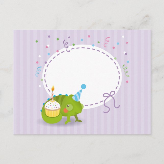 Chameleon birthday postcard (Front)