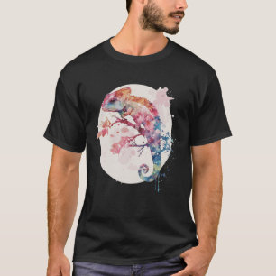 Chameleon Cherry Blossom Japanese Sakura Reptile T-Shirt
