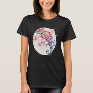 Chameleon Cherry Blossom Japanese Sakura Reptile T-Shirt