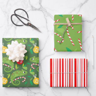 Chameleon Christmas Wrapping Paper Sheet