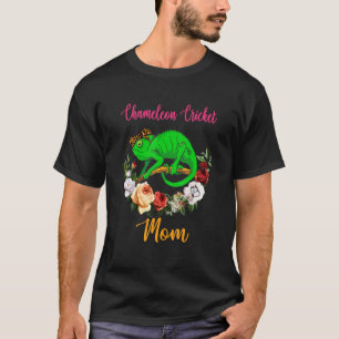 Chameleon Cricket Mom Floral Cute Bow Tie Mother's T-Shirt