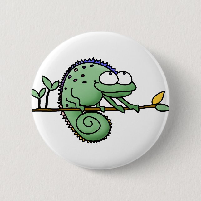Chameleon Cute Funny  6 Cm Round Badge (Front)