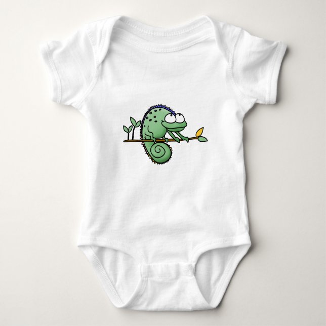 Chameleon Cute Funny  Baby Bodysuit (Front)