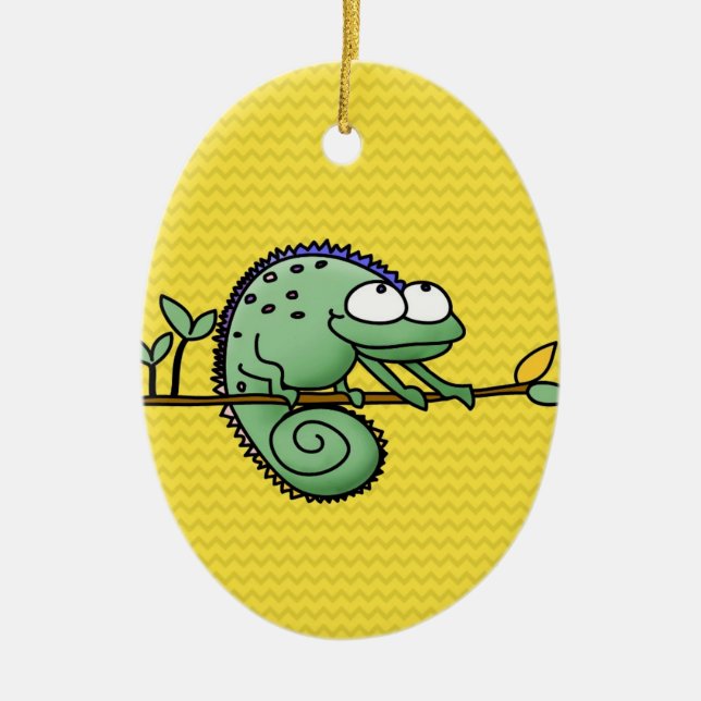 Chameleon Cute Funny  Ceramic Tree Decoration (Front)