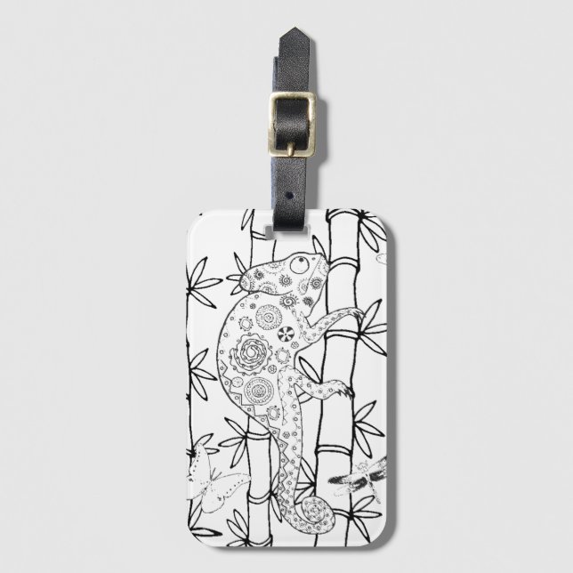 Chameleon Doodle Luggage Tag (Front Vertical)