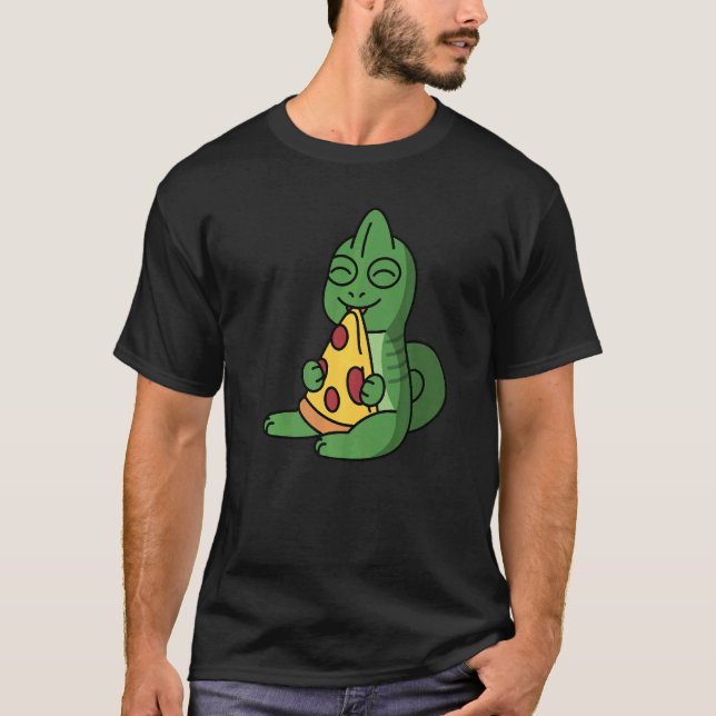 Chameleon Eating Pizza Pet   T-Shirt (Front)