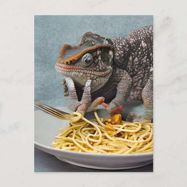 Chameleon Eating Spaghetti Postcard (Front)