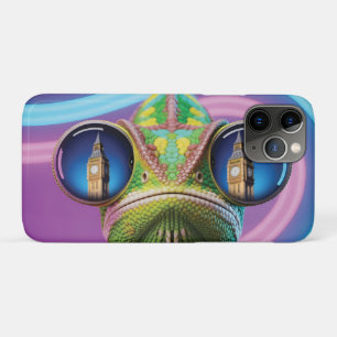 Chameleon Eye Reflection of Big Ben in Neon Lights iPhone 11 Pro Case