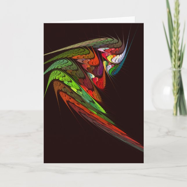 Chameleon Fractal Abstract Art in Vibrant Motion Card (Front)