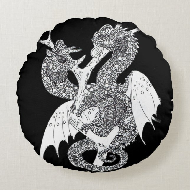 Chameleon Hydra Dragon Round Cushion (Front)