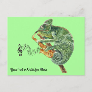 Chameleon Jazz Saxophone Custom Text Postcard
