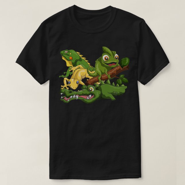 Chameleon Lizard Crocodile Reptile Animals T-Shirt (Design Front)