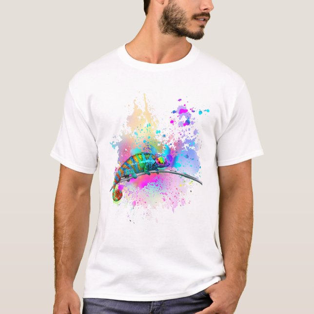 Chameleon Lizard Rainbow Heart Love Glasses Sungla T-Shirt (Front)