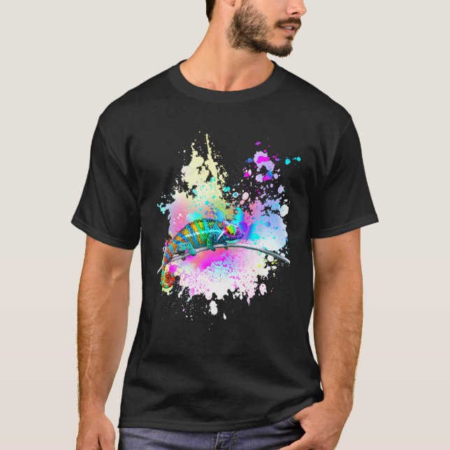 Chameleon Lizard Rainbow Heart Love Glasses Sungla T-Shirt (Front)