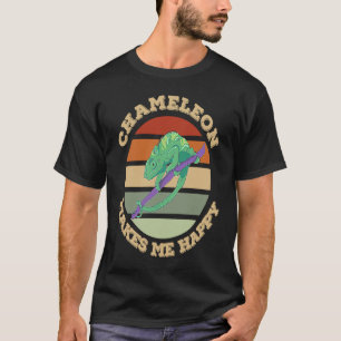 Chameleon Makes Me Happy Lizard Reptile Pet Animal T-Shirt