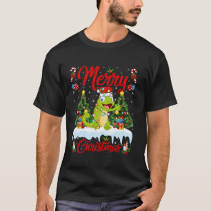 Chameleon Merry Christmas Tree Lighting Santa Cham T-Shirt