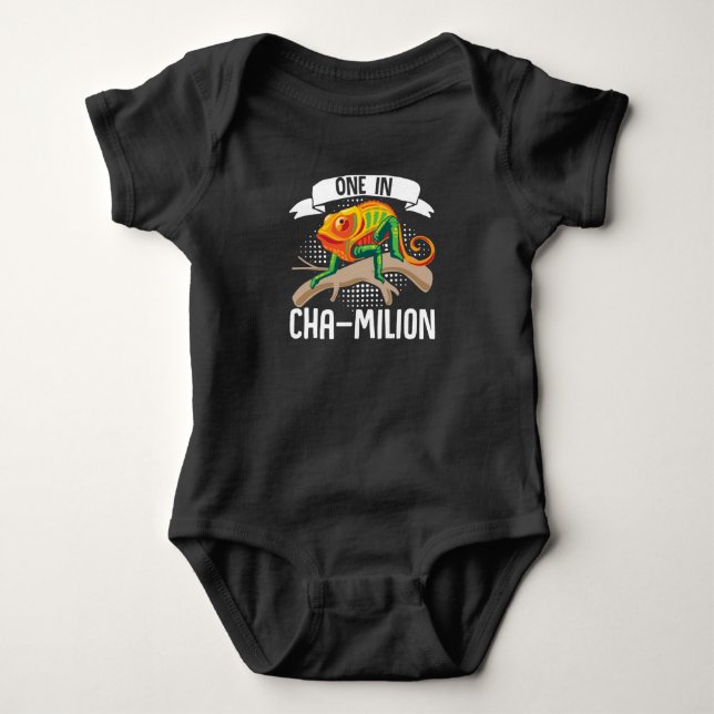 Chameleon  One In Chamillion  Reptiles Baby Bodysuit (Front)