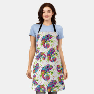 Chameleon Paint Stains Watercolor Style Apron