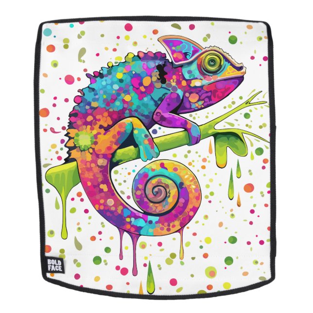 Chameleon Paint Stains Watercolor Style Backpack (Removable Face)