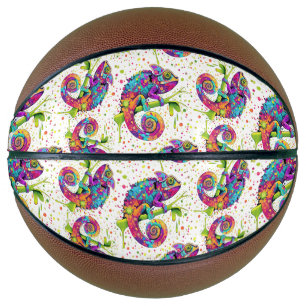 Chameleon Paint Stains Watercolor Style Basketball