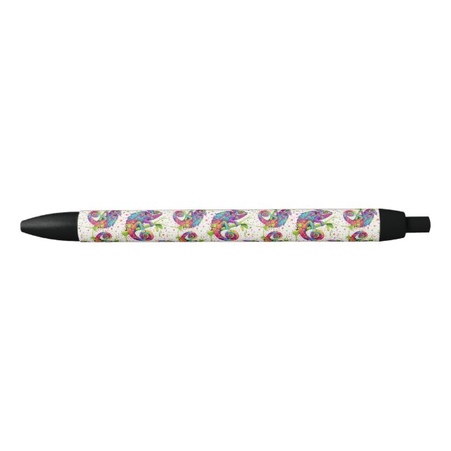 Chameleon Paint Stains Watercolor Style Black Ink Pen (Front)