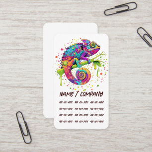 Chameleon Paint Stains Watercolor Style Business Card