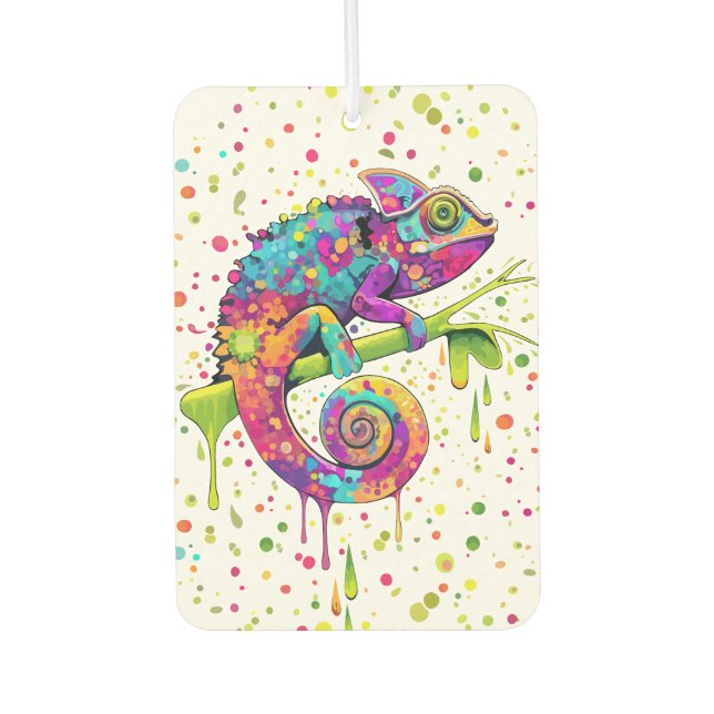 Chameleon Paint Stains Watercolor Style Car Air Freshener (Front)