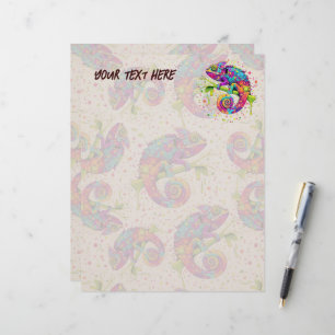 Chameleon Paint Stains Watercolor Style Custom Letterhead