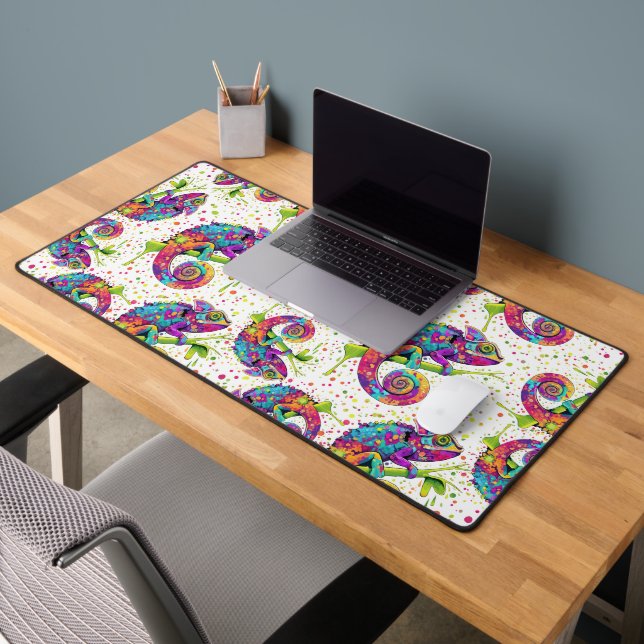 Chameleon Paint Stains Watercolor Style Desk Mat (Office 2)