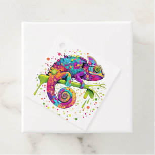 Chameleon Paint Stains Watercolor Style Favour Tags