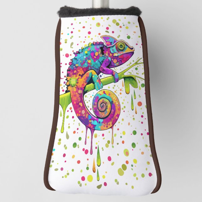 Chameleon Paint Stains Watercolor Style Golf Head Cover (Rotate 90)