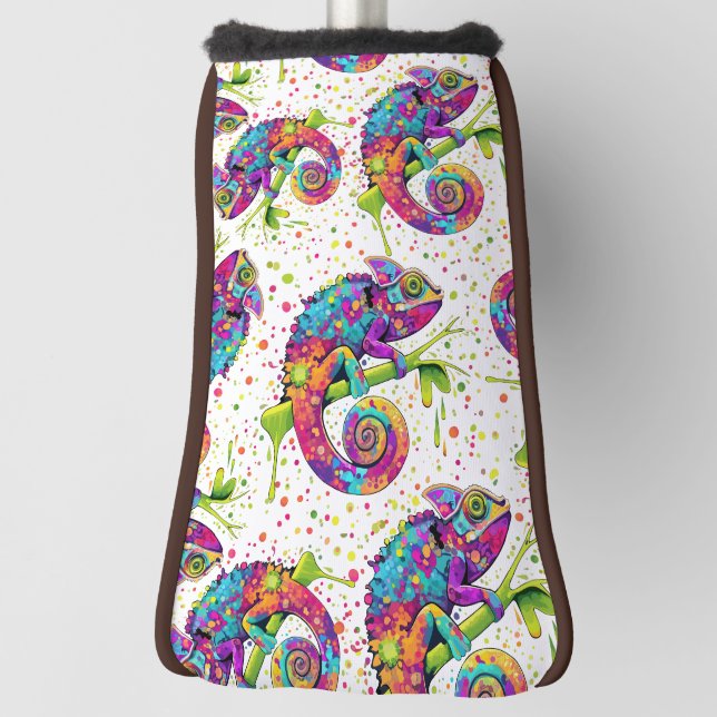 Chameleon Paint Stains Watercolor Style Golf Head Cover (Rotate 90)