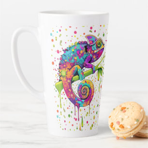 Chameleon Paint Stains Watercolor Style Latte Mug