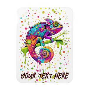 Chameleon Paint Stains Watercolor Style Magnet