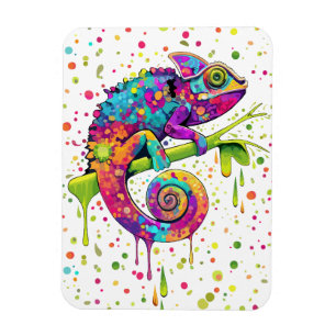 Chameleon Paint Stains Watercolor Style Magnet