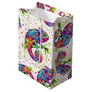 Chameleon Paint Stains Watercolor Style Medium Gift Bag