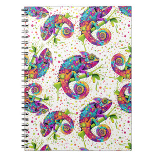Chameleon Paint Stains Watercolor Style Notebook