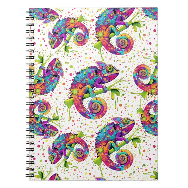 Chameleon Paint Stains Watercolor Style Notebook (Front)
